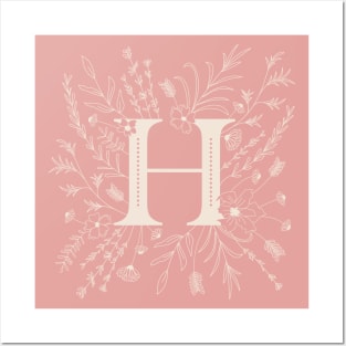 Botanical Letter H (Hibiscus Pink) Posters and Art